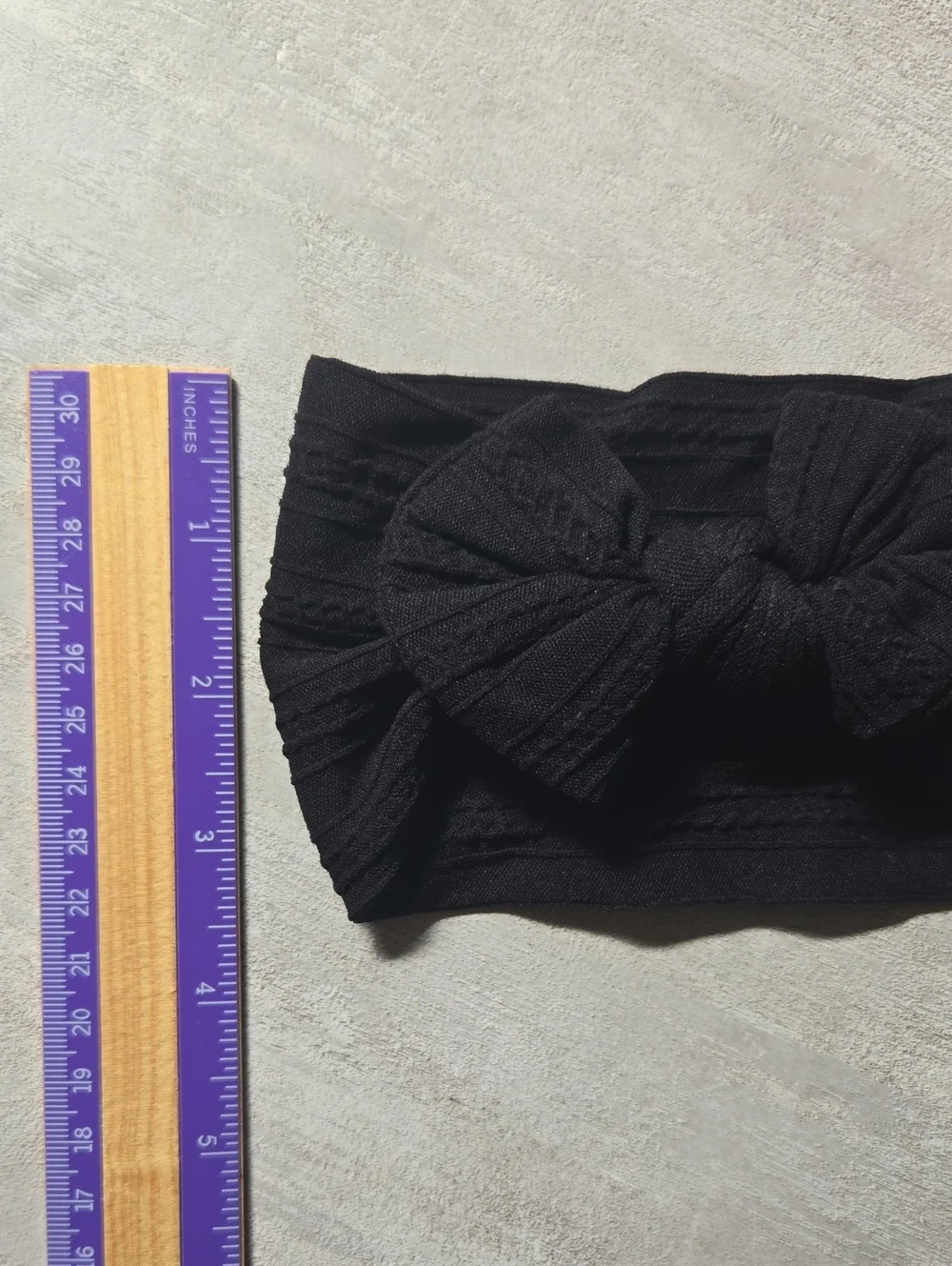 Baby Toddler Black Cable Knit Bow Headband Stretchy Wide Kids Top Knot Hair Band
